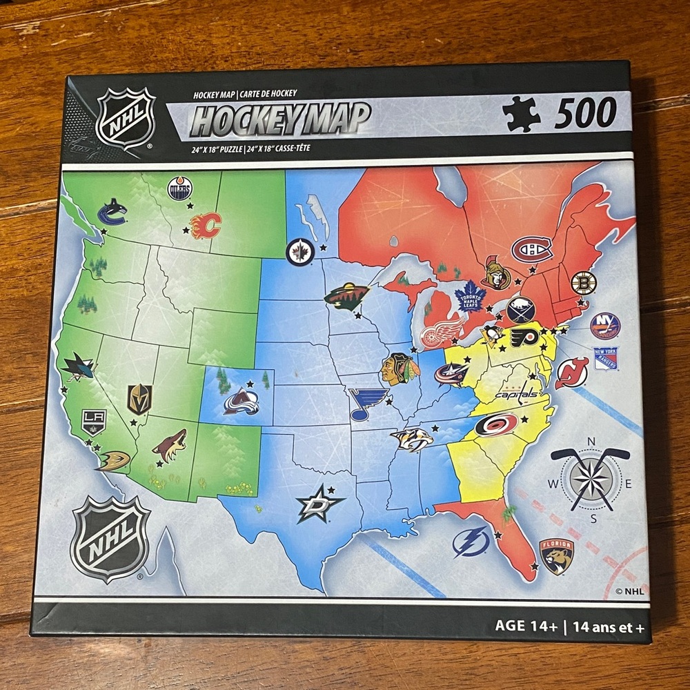 NHL Hockey Map Puzzle - Red, Blue, Green